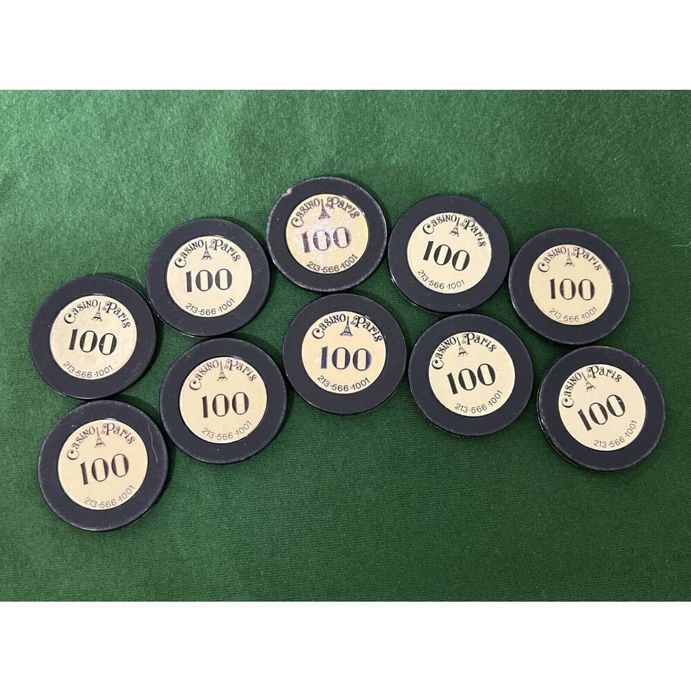 10 100 Chips Casino‎ De Paris Southgate California One Hundred Dollars